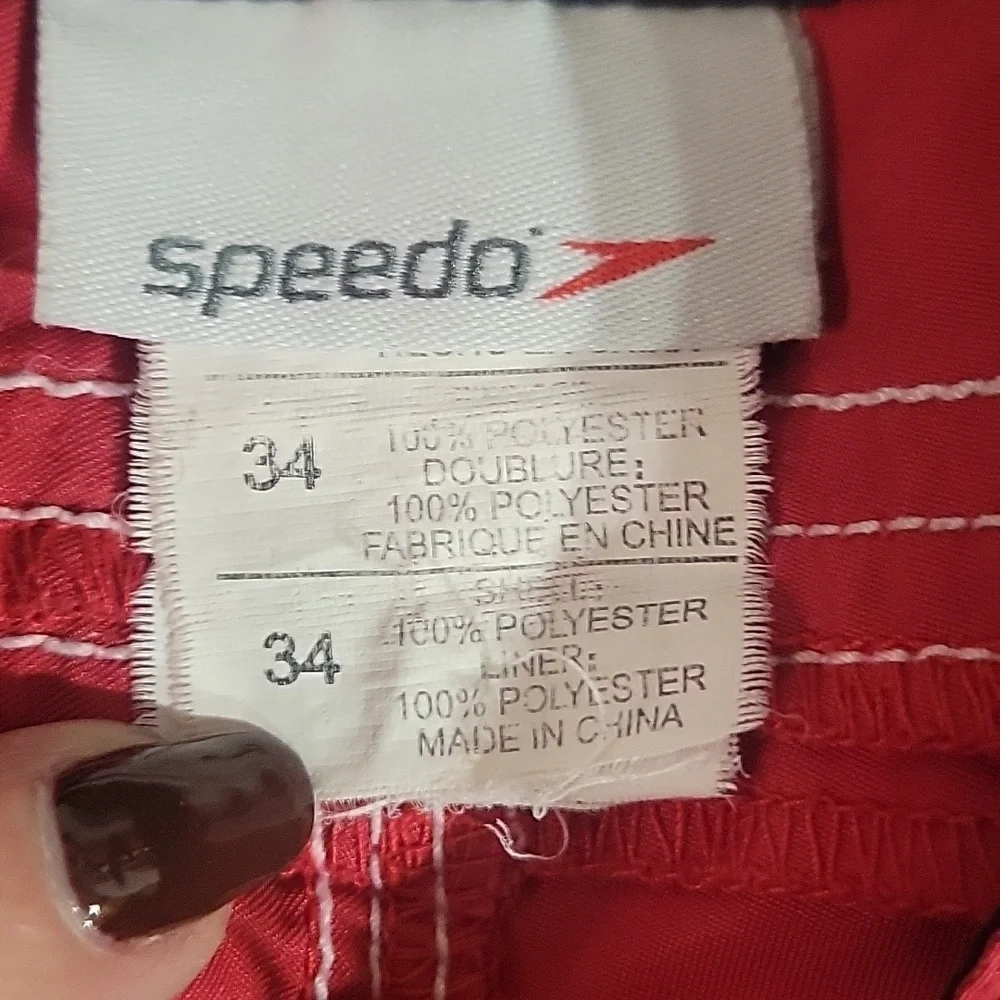 Speedo Red Vintage Swimwear with White Stitching, Size 34